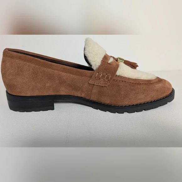 Talbot New Women's Cassidy Sherpa Loafers Moccasin Suede Brown Size 8 Cozy Foam - Picture 3 of 9